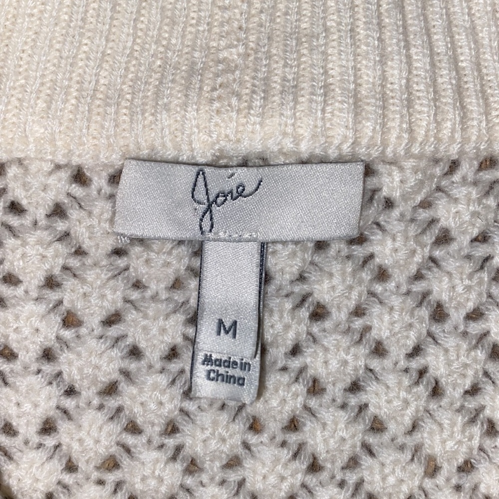 Joie Cashmere Blend Crochet/Woven l/s Sweater ivory sz Large - Picture 2 of 7